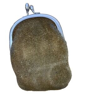 Vintage‎ Roger Gimbel Coin Purse Suede Brown Hong Kong Kiss Lock Change Purse